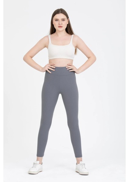 Derya Kurşun Füme Yüksek Bel Fitilli Tayt 0608 modelleri