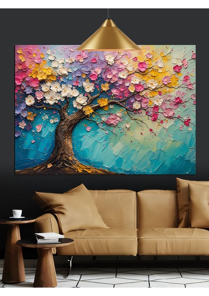 Pembe Bahar Ağacı Dekoratif Kanvas - Mdf Ahşap Tablo fiyatları