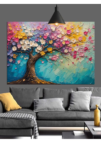 Pembe Bahar Ağacı Dekoratif Kanvas - Mdf Ahşap Tablo modelleri