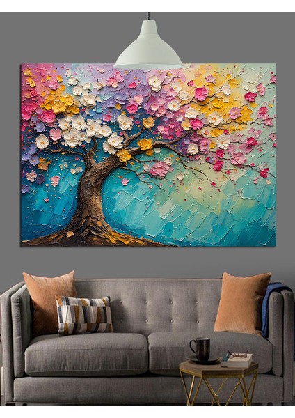Pembe Bahar Ağacı Dekoratif Kanvas - Mdf Ahşap Tablo fırsatları