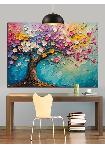 Pembe Bahar Ağacı Dekoratif Kanvas - Mdf Ahşap Tablo indirimleri