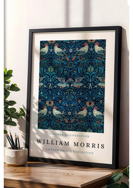 William Morris Pamuk Baskı Sergisi Afişi Çerçeveli Tablo - Eklektik Tarz Duvar Dekoru