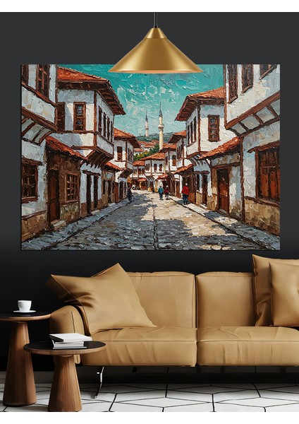 Dar Sokaklarda Osmanlı Evleri Dekoratif Kanvas - Mdf Ahşap Tablo fırsatları