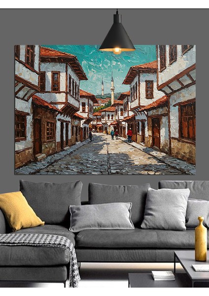 Dar Sokaklarda Osmanlı Evleri Dekoratif Kanvas - Mdf Ahşap Tablo indirimleri