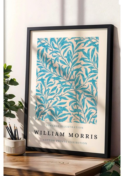 William Morris Pamuk Baskı Sergisi Afişi Çerçeveli Tablo - Eklektik Tarz Duvar Dekoru