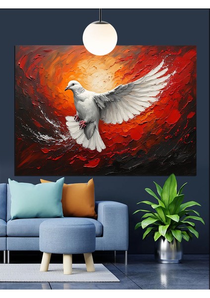 Alevli Fon Üzerinde Beyaz Güvercin Dekoratif Kanvas - Mdf Ahşap Tablo modelleri