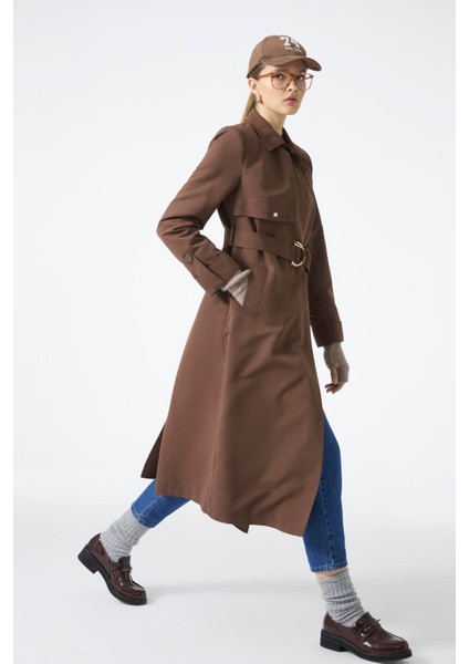 Gömlek Yaka Kemerli Kol Detaylı Trençkot