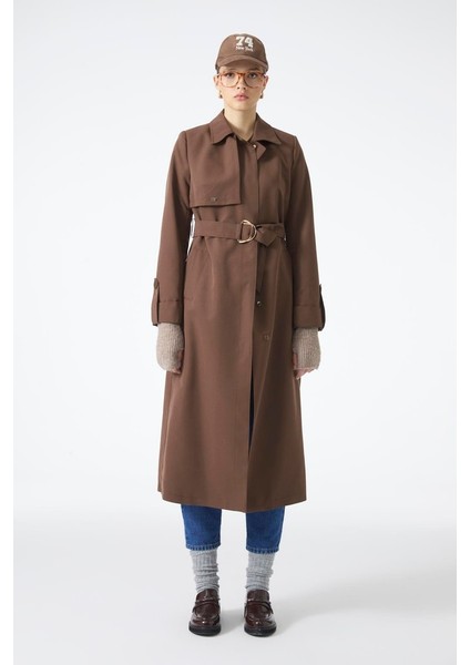 Gömlek Yaka Kemerli Kol Detaylı Trençkot fiyatları