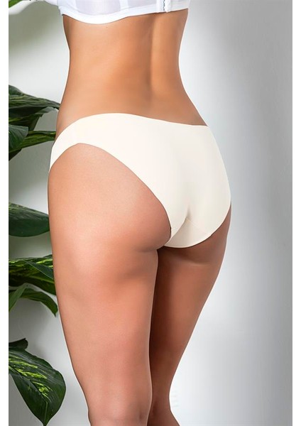 3&apos;lü Dikişsiz, Iz Yapmaz, Lazer Kesim, Slip Külot Ekru (MGP21261)
