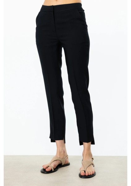 Kadın Beli Lastikli Yan Cep Pantolon 2102 Siyah modelleri