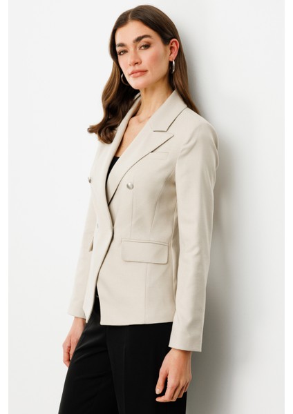 Kadın Kruvaze Düğmeli Ceket 4082 Bej fiyatları