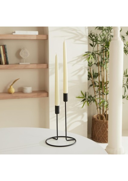 Home 2'li Şamdan Mum Ekru 24 cm