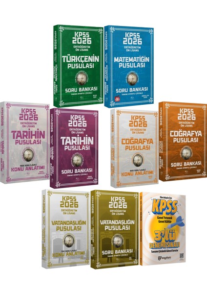 2026 Kpss Ortaöğretim Ön Lisans Pusula Serisi Konu Anlatımıa-Tüm Dersler Çözümlü Soru Bankası Seti