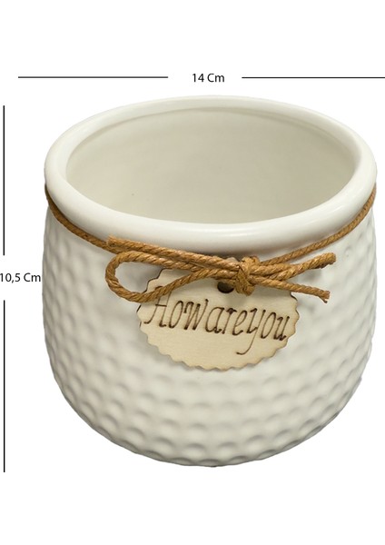 Seramik Saksı How Are You Yazı Aksesuarlı Beyaz 14X10,5 Cm. modelleri