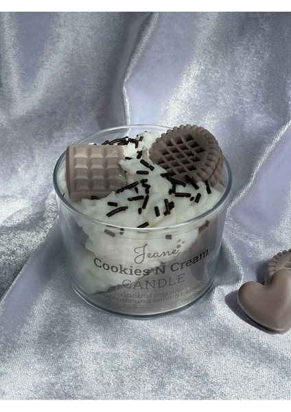 Cookies N Cream Dekoratif Soya Mum 250 g Çikolata Vanilya Kokulu Aromaterapi fiyatları