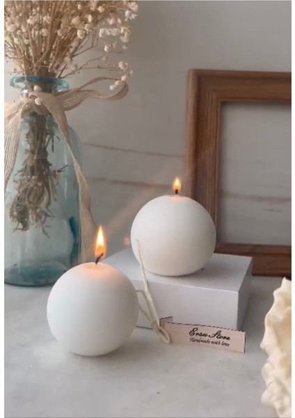 Dekoratif Yuvarlak Mum 2'li Set Akasya Kokulu Soya Wax Şık Tasarım Ev Dekoru