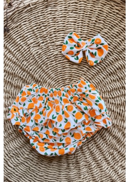 Kız Bebek Desenli Fırfırlı Şort Etek - Bandana Takım Bebek Hediyelik fiyatları