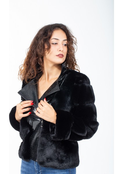 Yakası Deri Özel Tasarım Kürk Ceket Mont (Kalın Veyüksek Gramajlı) modelleri