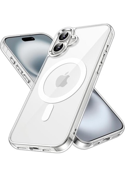 iPhone 16 Uyumlu Manyetik Şeffaf Kılıf Ile Uyumlu Silikon Toz ve Kirden Korur Iphone 16 Wireless Kılıf Kenar Korumali iphone 16 Şarj Kılıfı Manyetik Kılıf Için iphone 16 modelleri