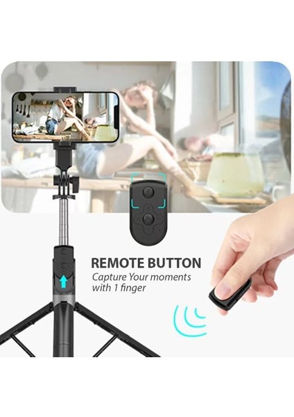 Tripod ve Selfie Çubuğu P170 Bluetooth Uzaktan Kumandalı Cep Telefonu Yüksekliği Ayarlanabilir Masaüstü Portatif Taşınabilir Iç ve Dış Mekan Evde Tatilde Kampda Kullanım Tripod fiyatları