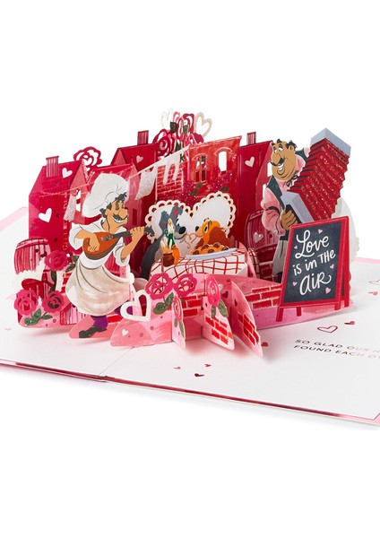 Signature Paper Wonder Pop Up Sevgililer Günü Kartı, Aşk Kartı, Yıl Dönümü Kartı (Lady And The Tramp)