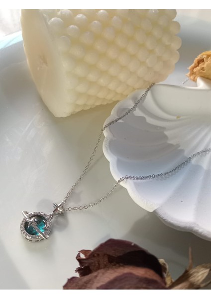 Galaksi Satürn Mavi Ay Yıldız Paslanmaz Çelik Kolye fiyatları