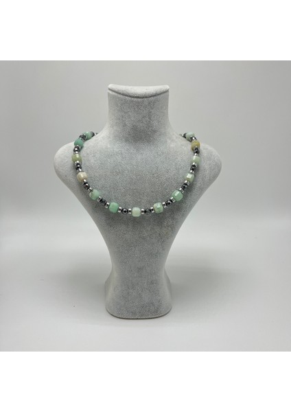 Sertifikalı Amazonit Taşı Küp Kesim Doğal Taş Çelik Kilit Sistemi 8 mm Kolye indirimleri