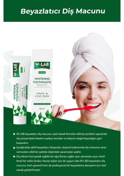 Kozmetik Beyazlatıcı Diş Macunu 100 ml ve W-Lab Kozmetik Beyazlatıcı Diş Tozu 75 gr fırsatları