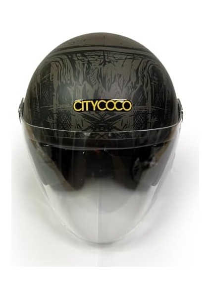 Motosiklet Yarım Kask , Grafiti Desenli, Çift Vizörlü, Vintage Stil, Terletme Yapmaz Pedler fiyatları