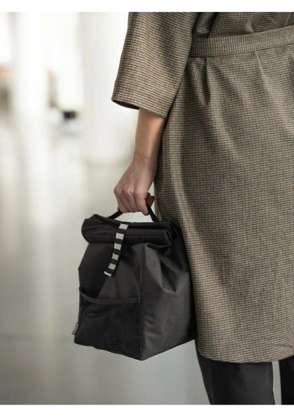 Framtung Siyah Yemek Taşıma Çantası Su Geçirmez Isı Yalıtımlı 5 kg Kapasiteli Dayanıklı Polyester