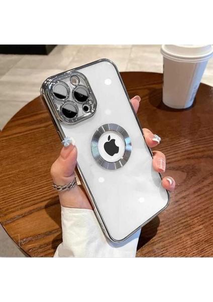 Aks iPhone 12 Pro Max Uyumlu Lens Korumalı Lazer Kılıf Gümüş
