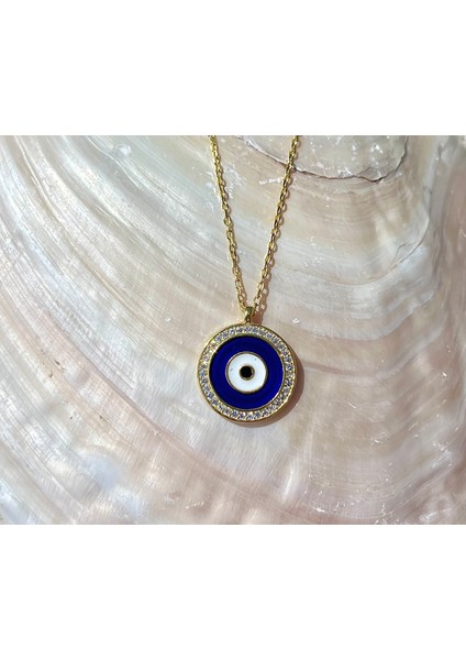 Mineli Nazar Boncuk Gümüş Kolye modelleri