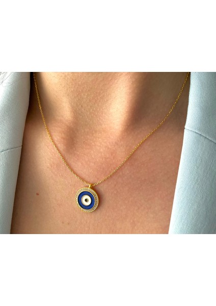 Mineli Nazar Boncuk Gümüş Kolye fırsatları