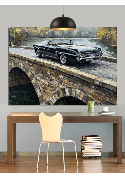 Taş Köprü Üzerinde Araba Dekoratif Kanvas - Mdf Ahşap Tablo modelleri