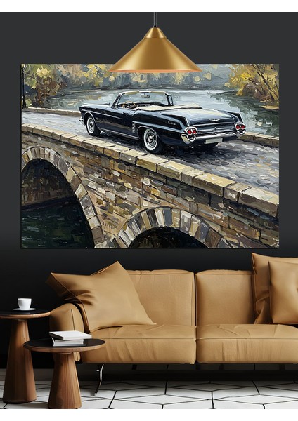Taş Köprü Üzerinde Araba Dekoratif Kanvas - Mdf Ahşap Tablo indirimleri