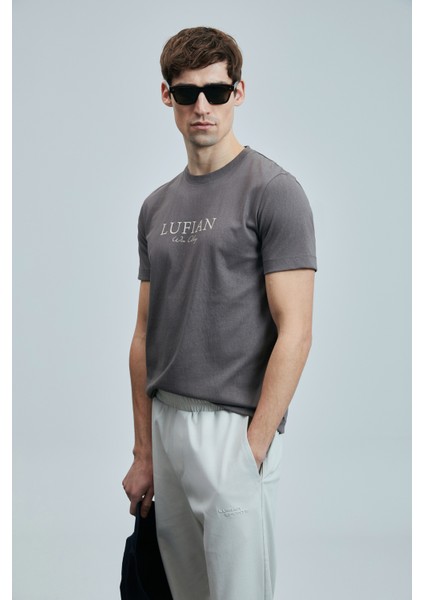 Erkek Love Modern Grafik T-Shirt 111020238 Vizon