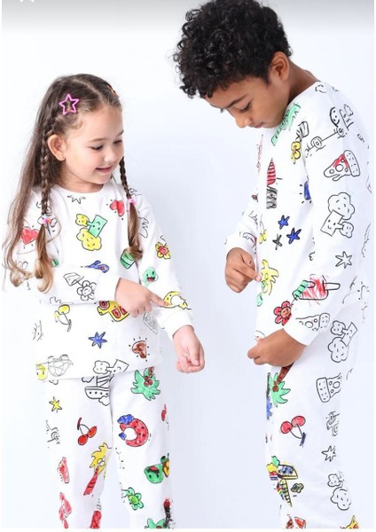 Unisex Boyanabilir Pijama Takımı %100 Pamuk + 6’lı Yıkanabilir Keçeli Kalem Hediyeli fiyatları