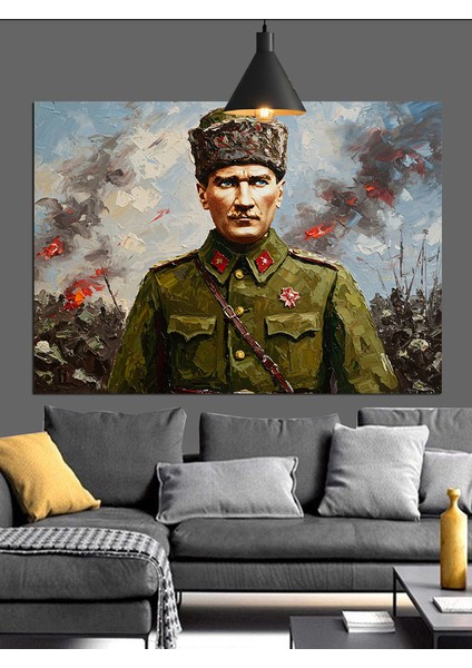 Asker Üniformalı Atatürk Dekoratif Kanvas - Mdf Ahşap Tablo fiyatları