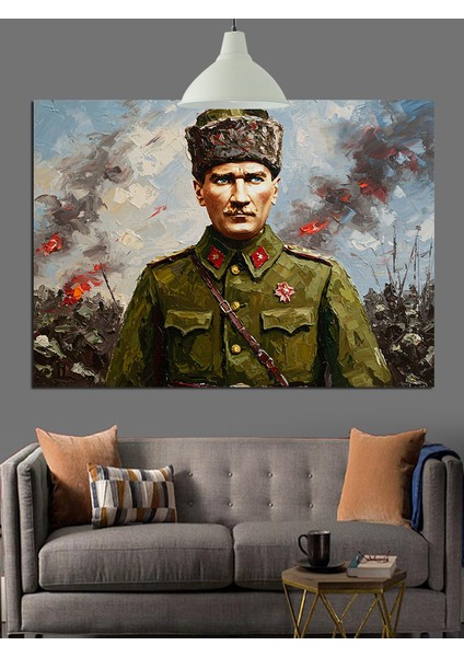 Asker Üniformalı Atatürk Dekoratif Kanvas - Mdf Ahşap Tablo modelleri