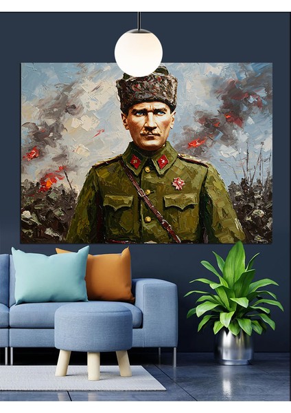 Asker Üniformalı Atatürk Dekoratif Kanvas - Mdf Ahşap Tablo indirimleri