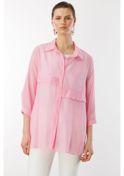 Kadın Iç Atletli Düğmeli Bluz 3350 Pembe