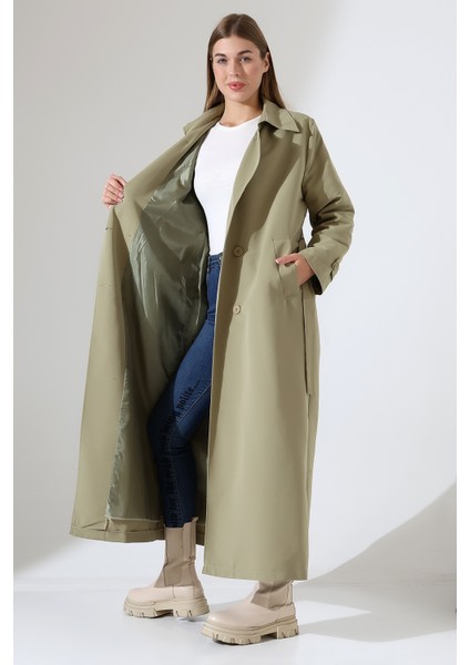 Amazon Keten Kumaş Uzun Boy Düğmeli Astarlı Yumuşak Dokulu Trenç Kot Mint Yeşil modelleri