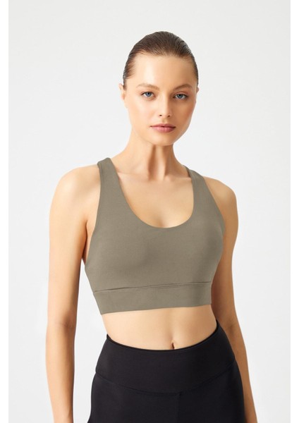 Haki Destekli Sırt Detaylı Kaplı Spor Sütyeni Strappy Back fiyatları