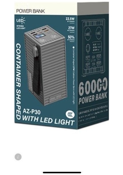 Pdateknoloji Azeada 60000MAH 27W LED Göstergeli Power Bank AZ-P30 fırsatları