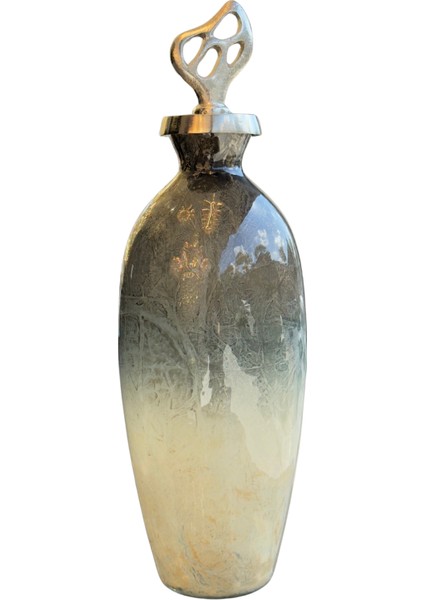 Opal Mist Gümüş Döküm Kapaklı Vazo Küçük Boy