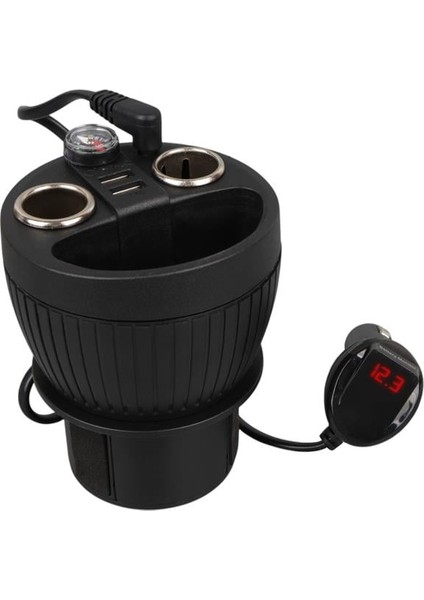 1640 12-24V Çift USB Girişli 120W 80CM Kablolu Dijital Voltaj Ekranlı 2'li Araç Çakmak Çoklayıcı fiyatları