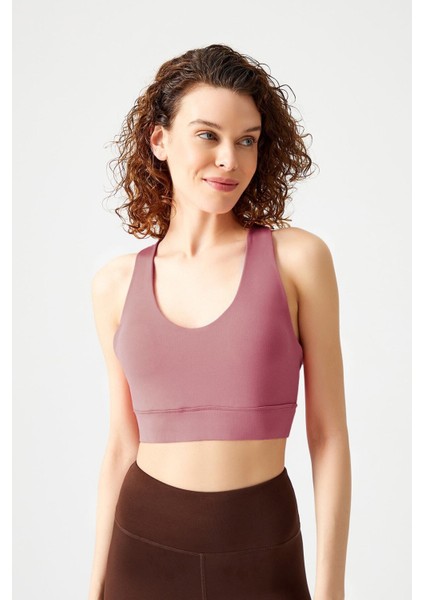 Gül Kurusu Destekli Sırt Detaylı Kaplı Spor Sütyeni Strappy Back fiyatları