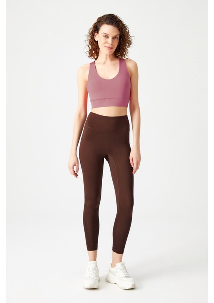 Gül Kurusu Destekli Sırt Detaylı Kaplı Spor Sütyeni Strappy Back