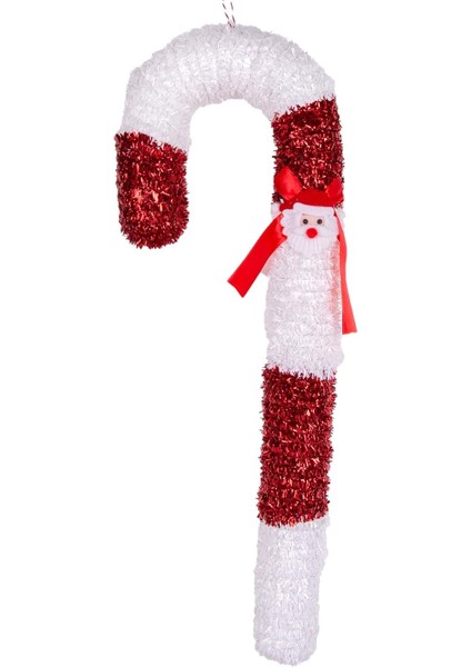 Yılbaşı Ağaç Süsü Noel Baba Figürlü Baston Kırmızı-Beyaz 19X52 Cm.