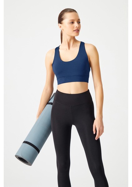 Lacivert Destekli Sırt Detaylı Kaplı Spor Sütyeni Strappy Back indirimleri